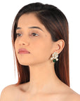 Green Beads with White Pearl Jadtar Stone Choker Set - indian pearl jewellery