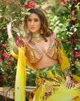 Yellow Beads with Sea Green Hangings White Jadtar Necklace Set - indian jewellery set