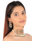 Gold Finish Multicolored Choker Set with White Pearl - indian wedding jewelry gold