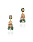 Gold Finish Green Emerald and white Pearl Choker Set - indian jewelry set Australia