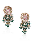 Pink Meenakari Necklace with Green Hangings Necklace Set - necklace set Sydney