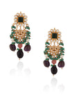 Purple & Sea Green Long Necklace Set with Emerald Beads - necklace set Canada