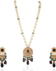 Purple & Sea Green Long Necklace Set with Emerald Beads - necklace set Canada