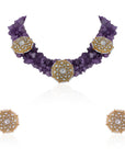 Amethyst Beads Fusion Look Purple Jadtar Stone Set - beads jewelry