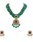 Handmade Emerald Green Bead Pendant Necklace - indian jewelry set