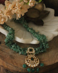 Handmade Emerald Green Bead Pendant Necklace - indian jewelry set