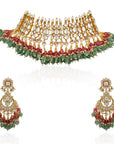 Women Gold Plated Multi-Coloured Necklace Set - indian jewelry