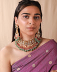 Women Gold Plated Multi-Coloured Necklace Set - indian jewelry