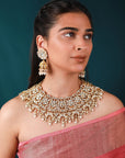 Gold Finish Royal Necklace Set - necklace set