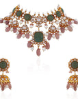Mint Green Handcrafted Necklace Set - indian jewelry set