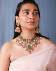 Mint Green Handcrafted Necklace Set - indian jewelry set