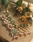 Mint Green Handcrafted Necklace Set - indian jewelry set