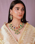 Evergreen Navratna Choker Necklace Set - indian necklace set