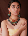 Wedding cum Cocktails wear Multi Colour Beads Necklace Set - necklace set