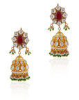 Peacock Design Rajwadu Choker Set - indian jewelry set