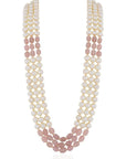 Gold Plated Pink Beaded Pearl Necklace for Men - necklace for men