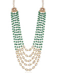 Gold Plated White Sea Green Pearl Maala - For Groom's Sherwani