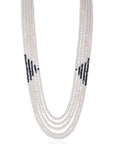 White Pearl and Blue Beaded Traditional Maala for Men - maala for men