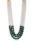 Emerald Green Beaded Necklace with Pearl Maala Necklace - necklace