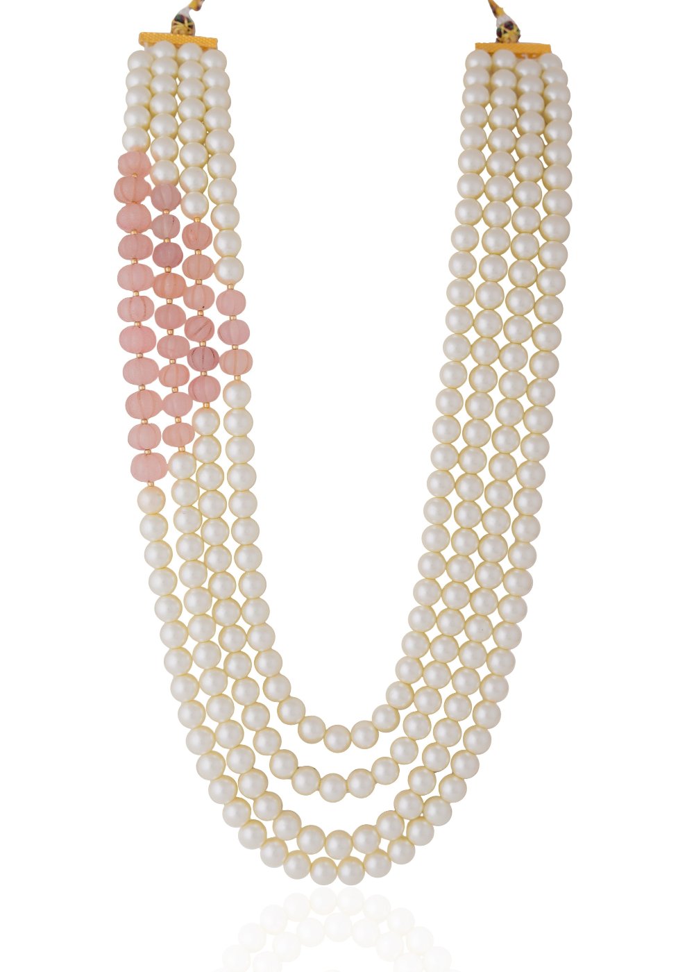 Light Pink Beaded with White Pearl Maala for Men - groom accessory