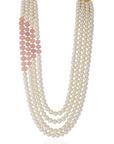 Light Pink Beaded with White Pearl Maala for Men - groom accessory
