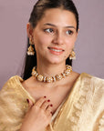 Gold Plated Indian White Choker Set