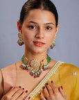 Designer Gorgeous Pink Green Choker Set