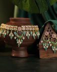 Elegant Pink and Green Choker Set - Indian jewellery