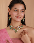 Elegant Pink and Green Choker Set