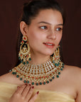 Indian Bridal Wear Pink Green Necklace Set