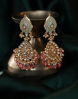 Blue Meenakari Necklace Set with Light Pink Bead