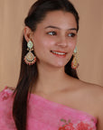 Blue Meenakari Necklace Set with Light Pink Bead