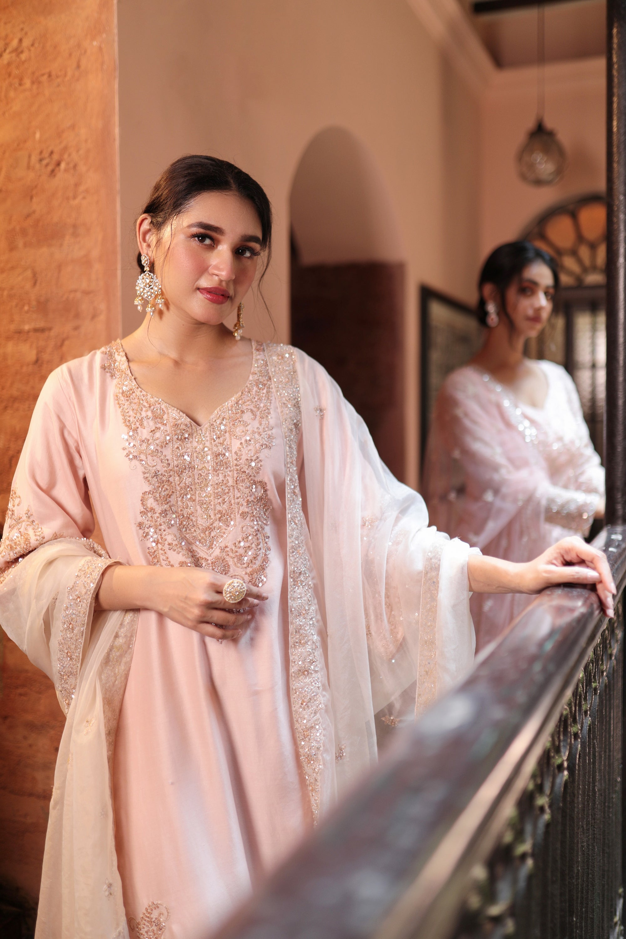 Peach Embroidered Suit - indian attire New Zealand