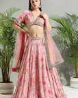 Blush Pink Floral Lehenga Set - india lehenga
