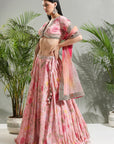 Blush Pink Floral Lehenga Set - india lehenga