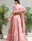 Blush Pink Floral Lehenga Set - india lehenga