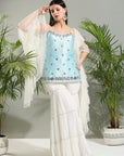 Powder Blue and Ivory Mirror work Sharara Set - indian dress