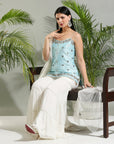 Powder Blue and Ivory Mirror work Sharara Set - indian dress