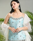 Powder Blue and Ivory Mirror work Sharara Set - indian dress