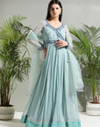 Dusty Blue Anarkali Set - indian ethnic attire