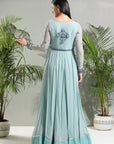 Dusty Blue Anarkali Set - indian ethnic attire