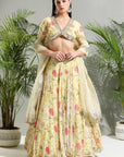 Yellow Floral Lehenga Set - lehenga choli