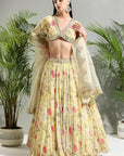 Yellow Floral Lehenga Set - lehenga choli