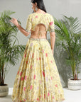 Yellow Floral Lehenga Set - lehenga choli