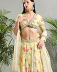 Yellow Floral Lehenga Set - lehenga choli