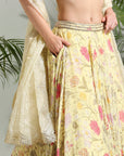 Yellow Floral Lehenga Set - lehenga choli