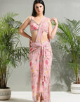 Blush Pink Slit Saree - indian saree dress