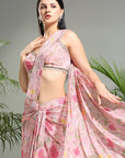 Blush Pink Slit Saree - indian saree dress