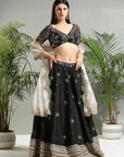 Black Placement Embroidered Lehenga Set - embroidered lehenga
