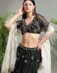 Black Placement Embroidered Lehenga Set - embroidered lehenga